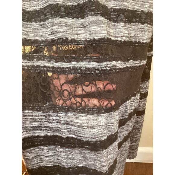 Free People Hazy Daze Gray Black Sheer Lace Sexy Knit Maxi Dress w Slits S NWOT - Picture 3 of 9